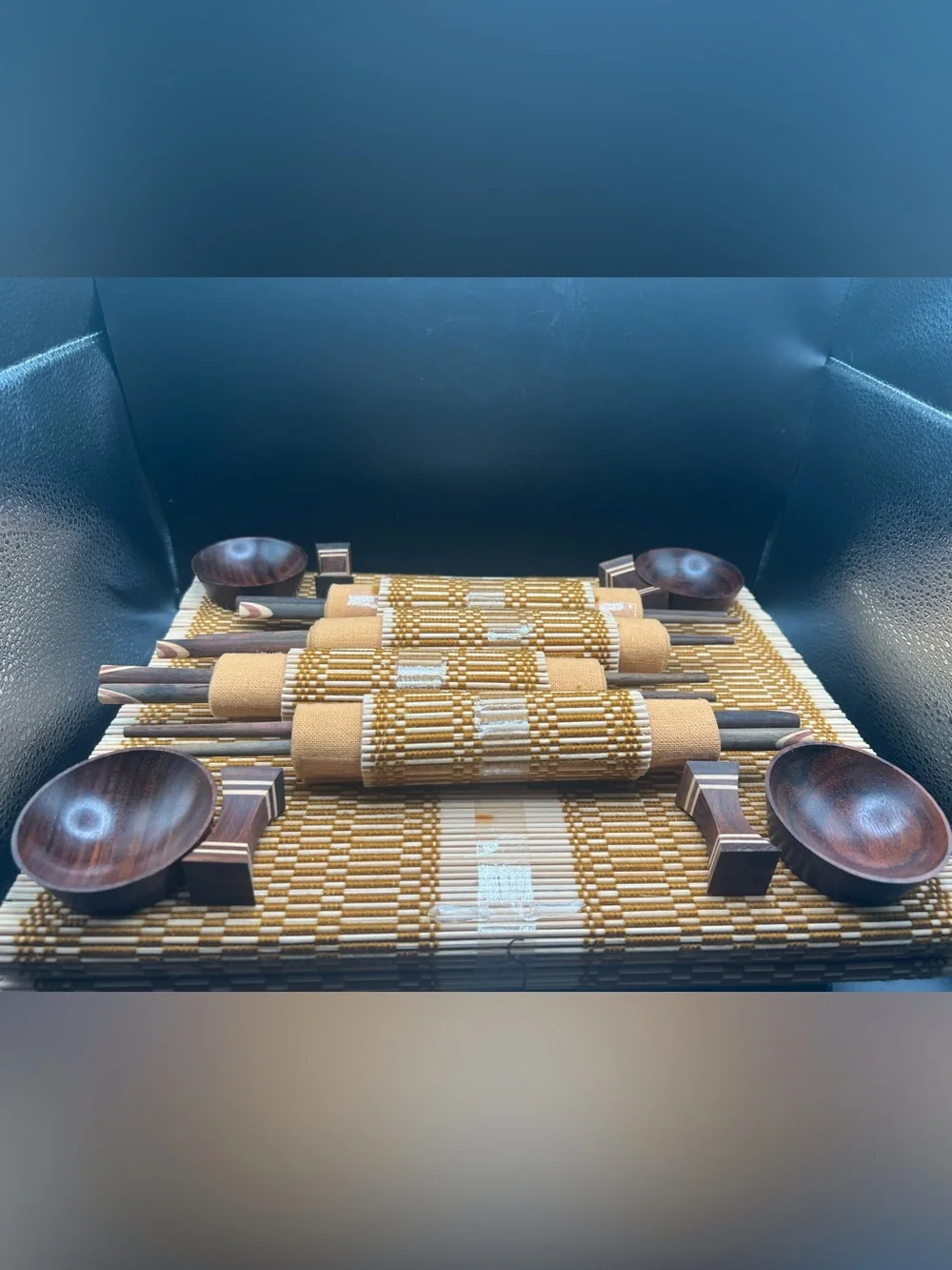 Bamboo Sushi Making Kit 2 Sushi Rolling Mats, 4 Chopsticks, 4 Soy Sauce Cups